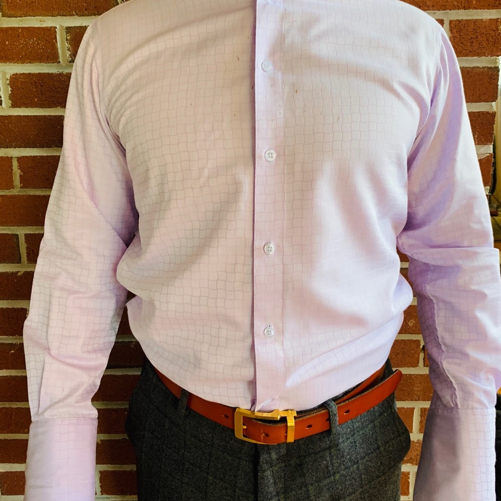 Lavender Mens long sleeve button down dress shirt